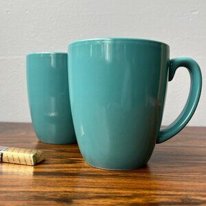 Corelle Coordinates 11-oz Stoneware Mugs Turquoise Teal Set of 2 China